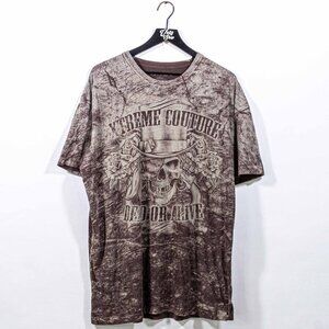 Xtreme Couture Dead or Alive Skull AOP T-Shirt XXL Y2K Streetwear MMA